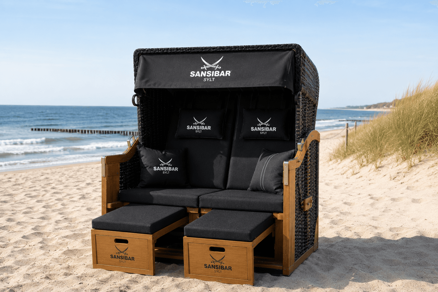 Gebrandeter Strandkorb als Partnerfläche